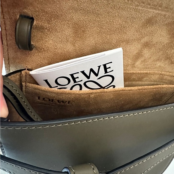 LOE MINI 18 GATE DUAL BAG IN TAN SOFT CALFSKIN AND JACQUARD